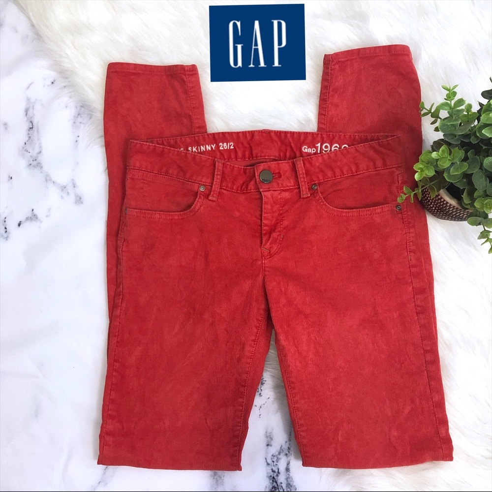 Gap Always Skinny Killer Tomato Corduroy Pants